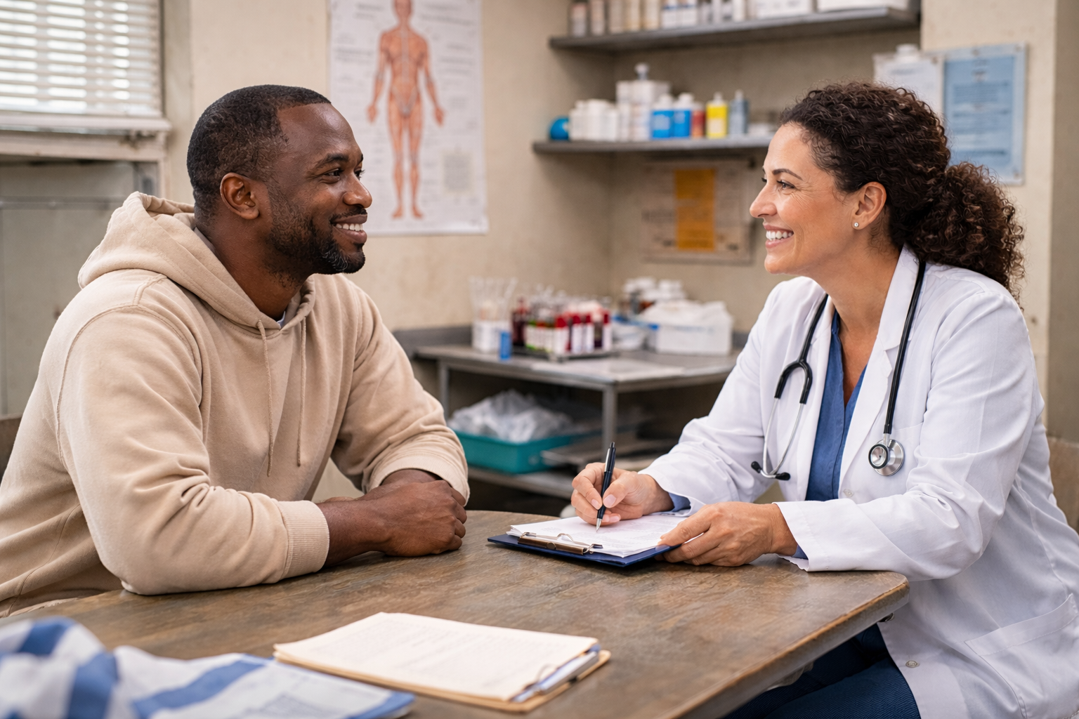 Medical Care with doctor and patient in doctors office