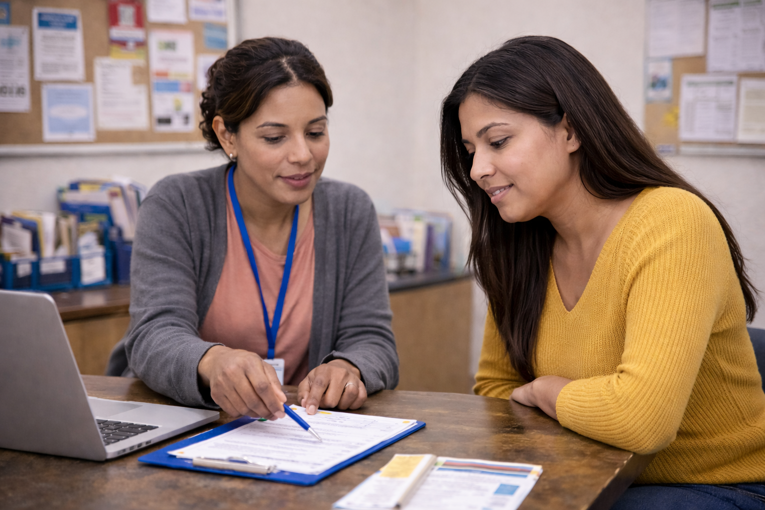 Patient Navigation - Case worker helping with paperwork